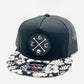 Hawaiian Flower Flat Bill Truckers