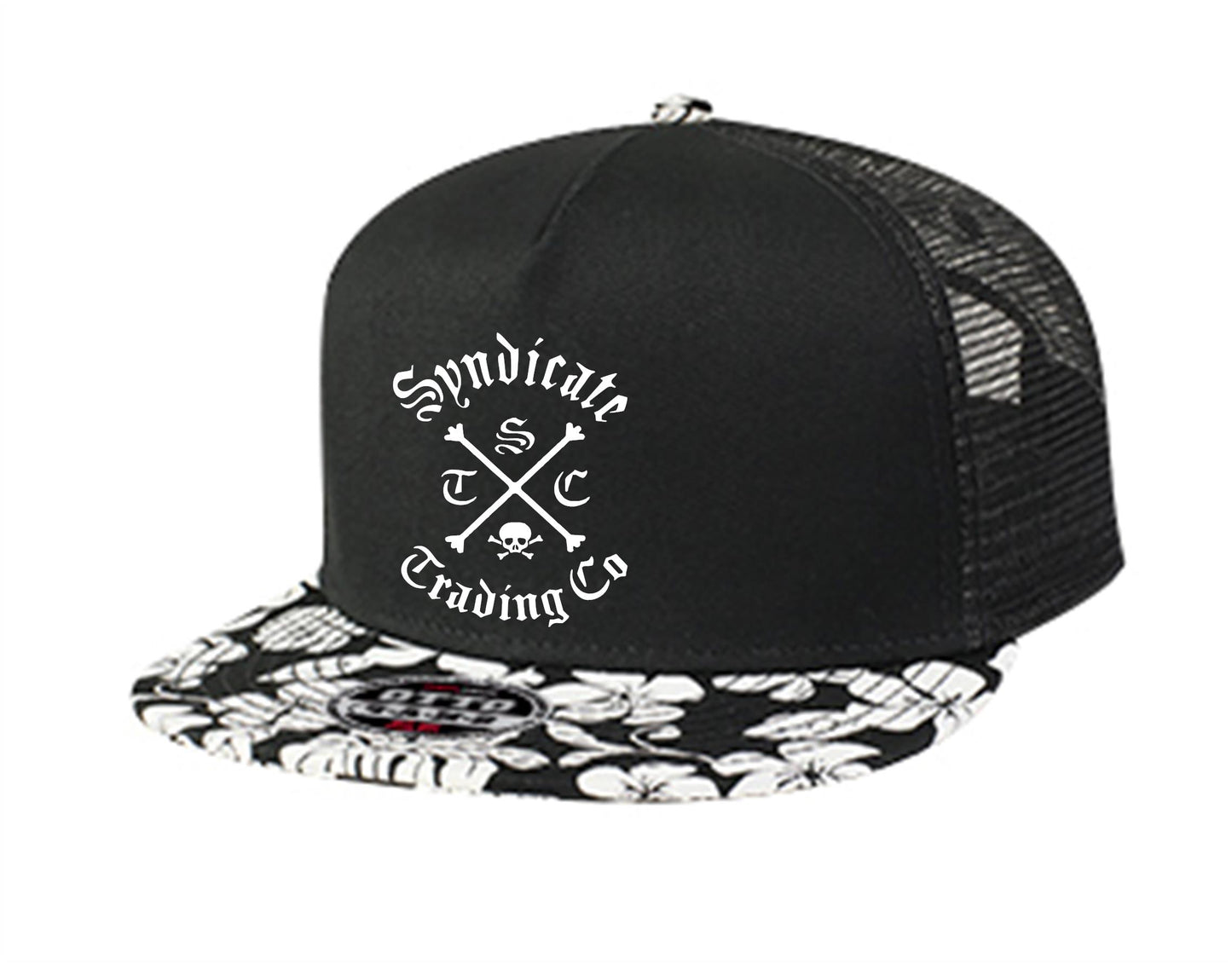 Script STC Crossbones Flat Bill Truckers