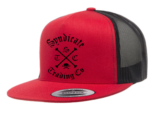 Script STC Crossbones Flat Bill Truckers