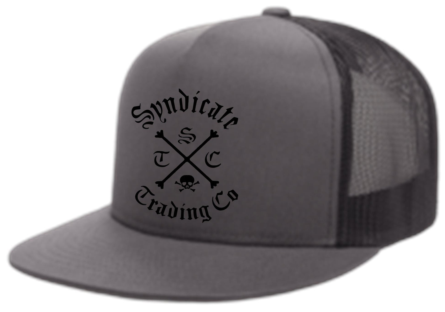 Script STC Crossbones Flat Bill Truckers